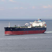 Oil tanker navigating the Strait of Hormuz